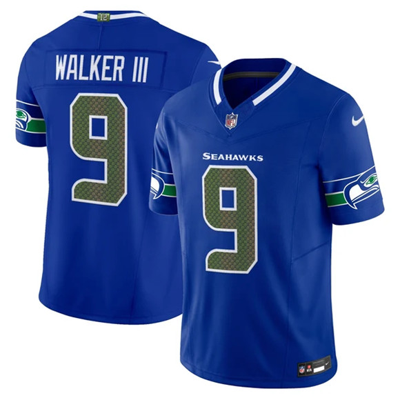Men's Seattle Seahawks #9 Kenneth Walker III Royal 2025 F.U.S.E. “Rivalries” Vapor Untouchable Limited Stitched Football Jersey